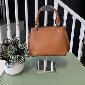 Grossi Structured Satchel – Cognac | Gold Hardware | EUC 🤎